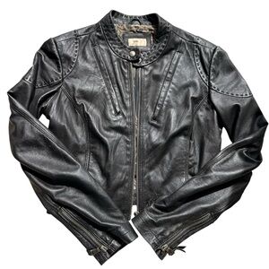 June crop leather jacket small
